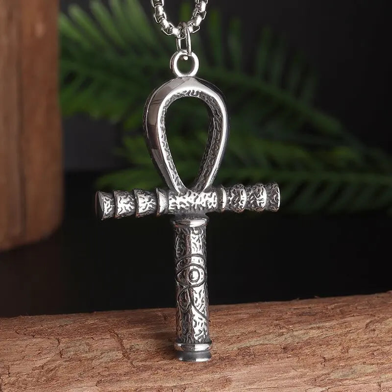 Ancient Egypt Pendant Stainless Steel Ankh Cross With Eye Of