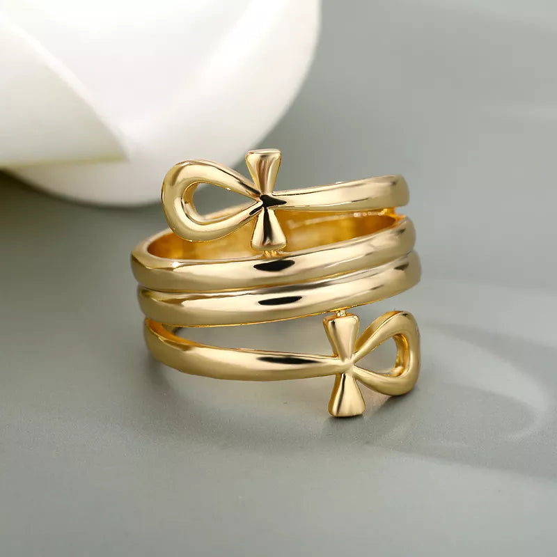 Ancient Egypt Ring - Egyptian Cross Stainless Steel - Bricks Masons