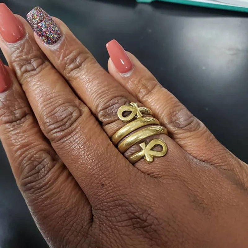 Ancient Egypt Ring - Egyptian Cross Stainless Steel - Bricks Masons
