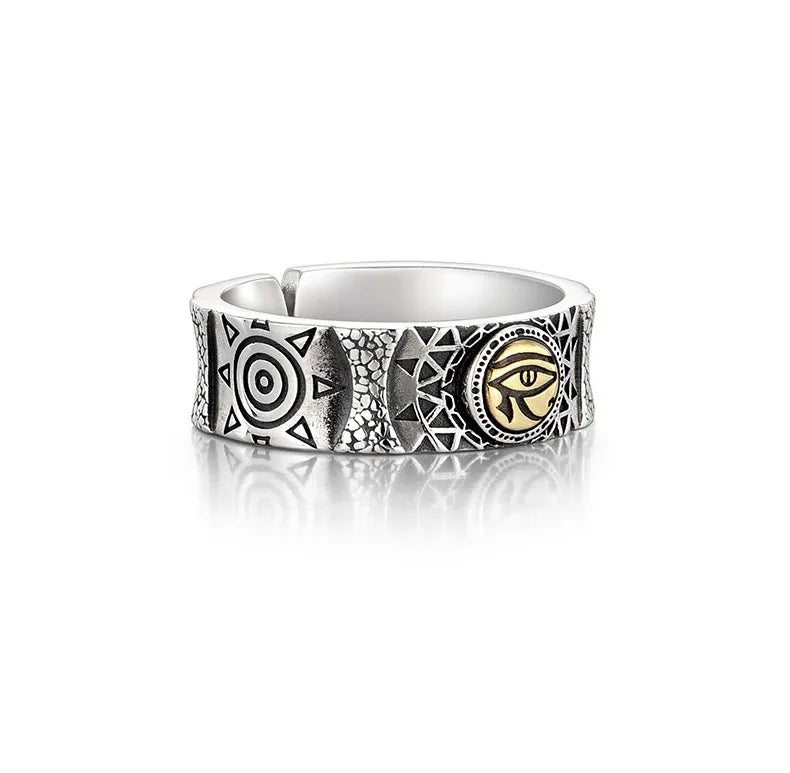 Ancient Egypt Ring - Pharaoh Guardian God Eye of Horus Opening Adjustable - Bricks Masons