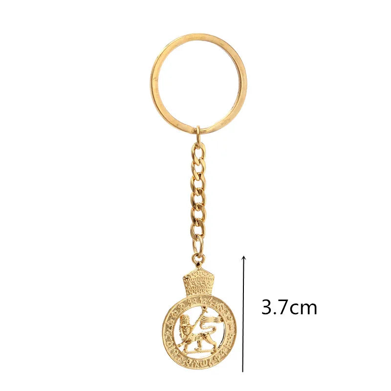 Ancient Israel Keychain - Gold Color the Lion of Judah J - Bricks Masons