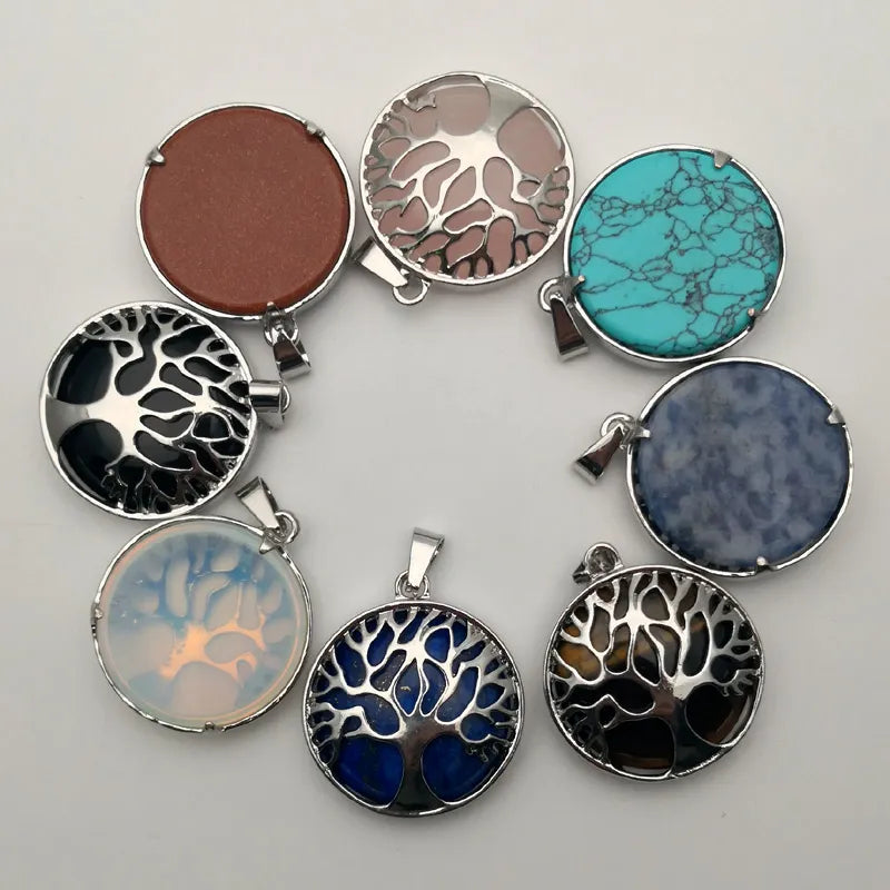 Ancient Israel Pendant - Natural Stone Alloy 12pc Tree of Life - Bricks Masons