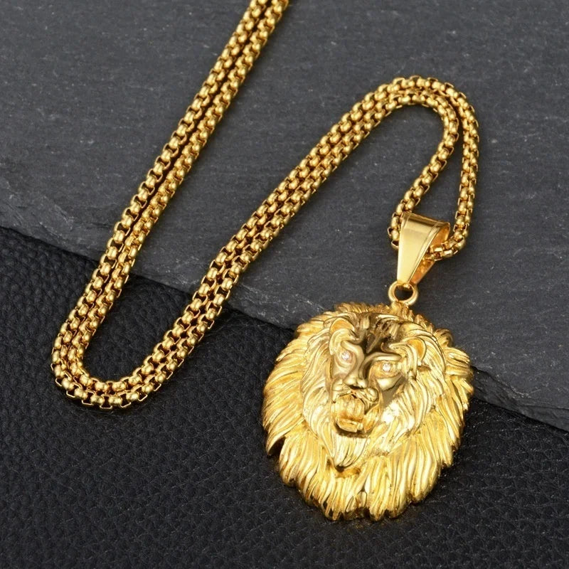 Ancient Israel Pendant - Rhinestone Crown Lion Head Hanging Luminous gold-Plated - Bricks Masons