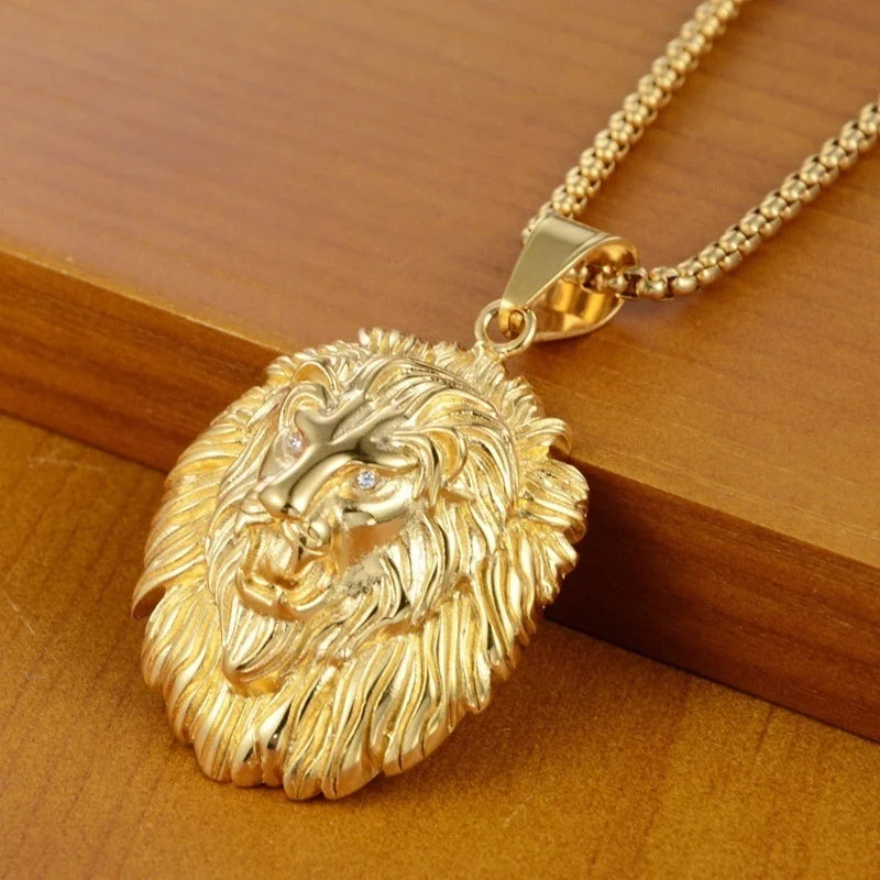 Ancient Israel Pendant - Rhinestone Crown Lion Head Hanging Luminous gold-Plated - Bricks Masons