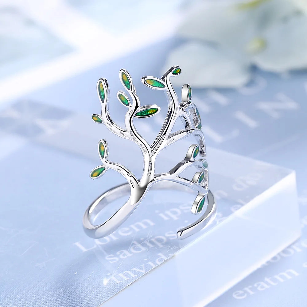 925 Sterling Silver Tree of Life Green Adjustable Sterling Silver - Bricks Masons
