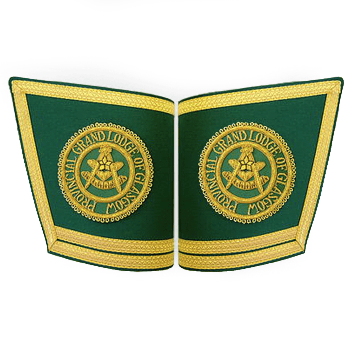 Craft Scottish Regulation Cuff - Green Hand Embroidered with Double Braid - Bricks Masons