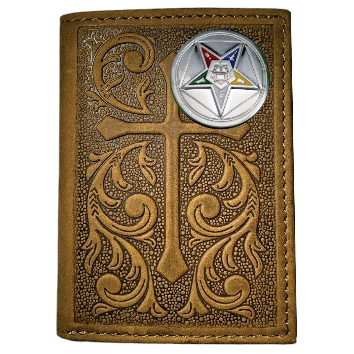 OES Wallet - Trifold Nocona Soft Leather Embossed Cross - Bricks Masons