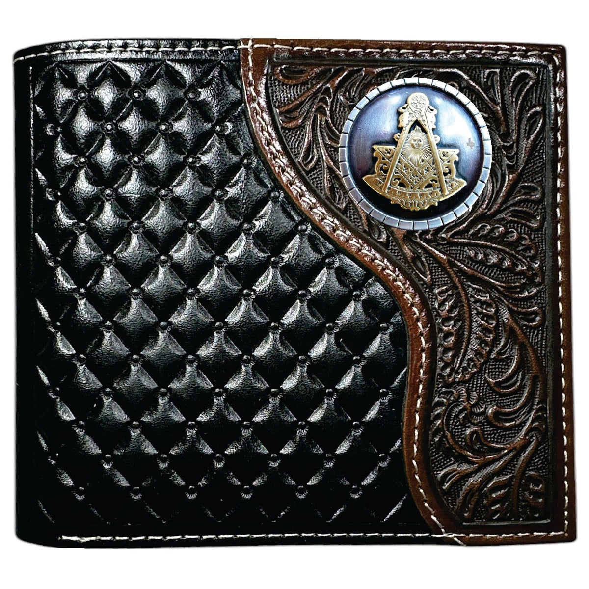 Past Master Blue Lodge Wallet - Nocona Black & Cherry Floral Bi-fold