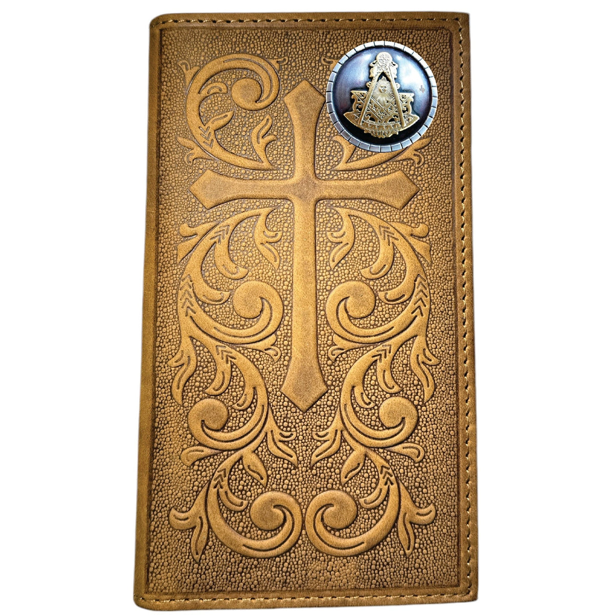 Past Master Blue Lodge Wallet - Nocona Soft Leather Cross Long Rodeo