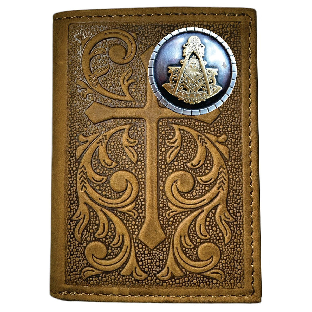 Past Master Blue Lodge Wallet - Trifold Nocona Soft Leather Embossed Cross