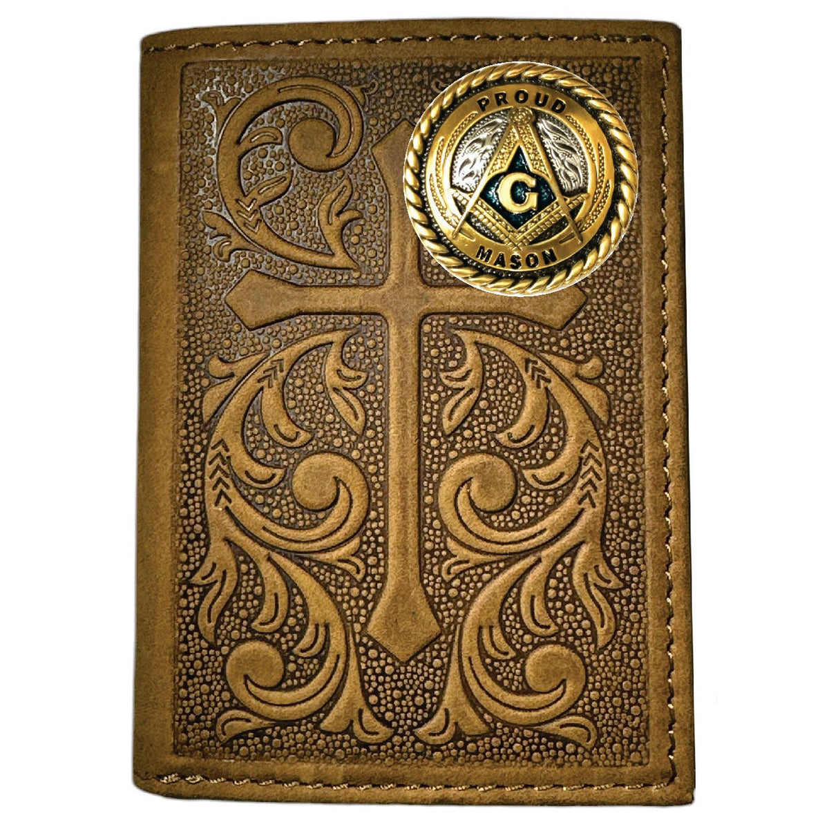 Master Mason Blue Lodge Wallet - Proud Mason Nocona Soft Leather Cross