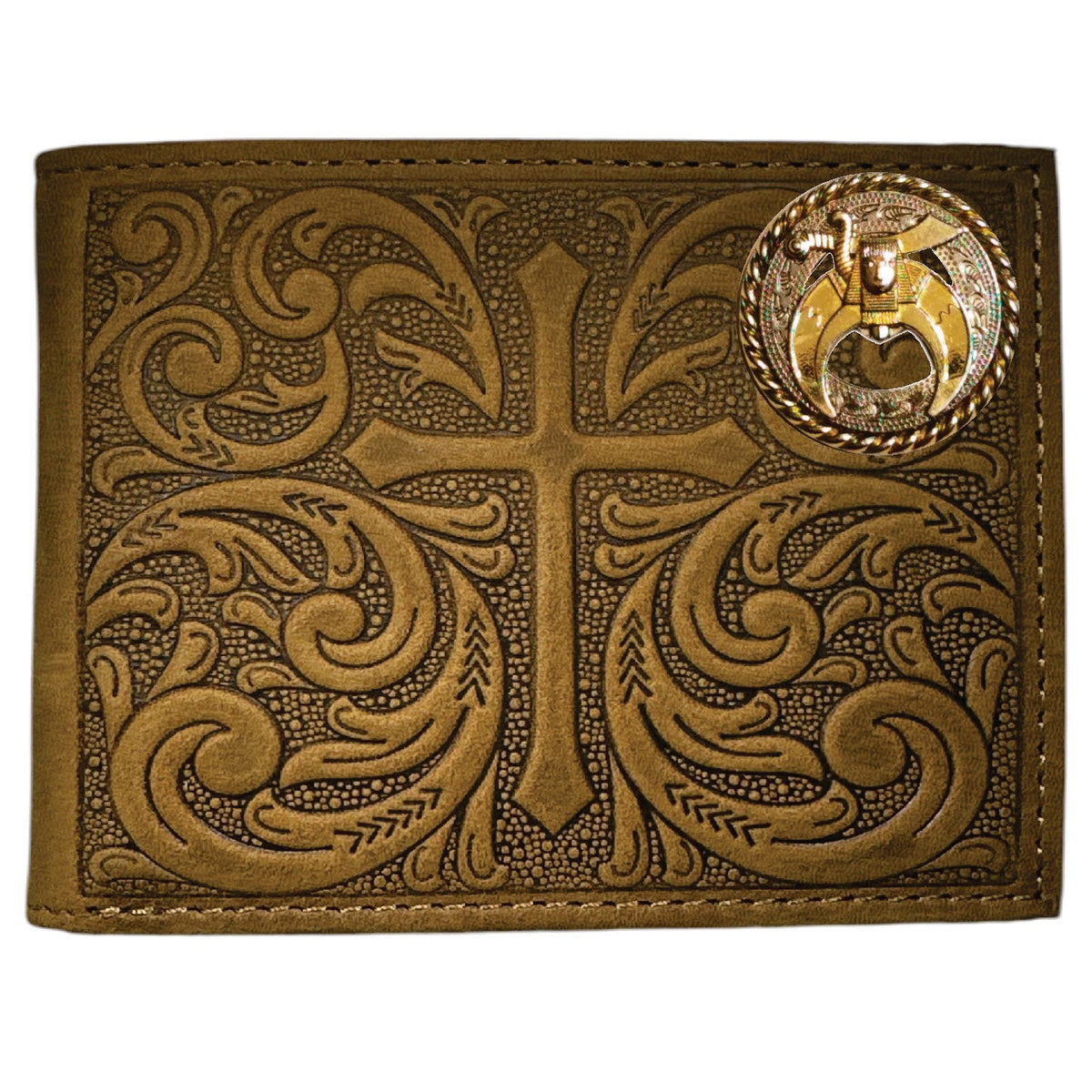 Shriners Wallet - Nocona Soft Leather Cross Bifold - Bricks Masons