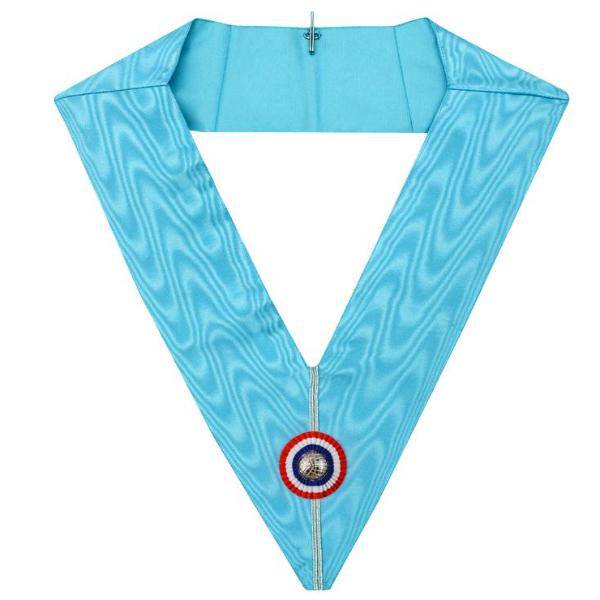 Emulation Rite Officer Collar - Turquoise Moire Handmade Embroidery - Bricks Masons