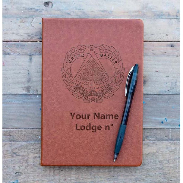 Grand Master Blue Lodge Journal - Brown Faux Leather