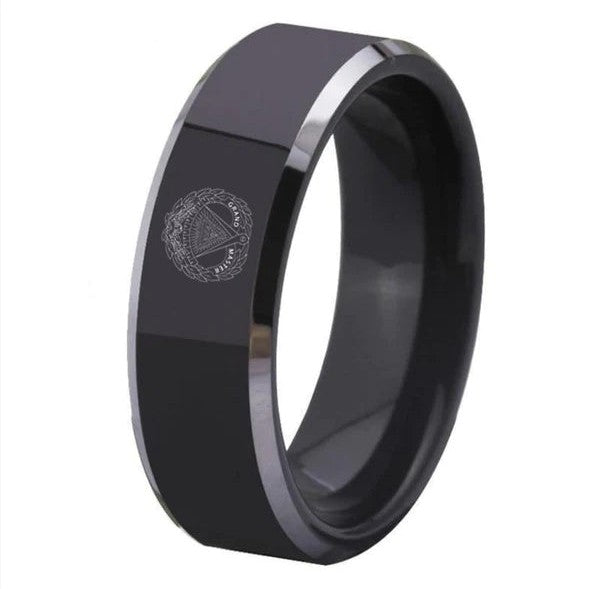 Grand Master Blue Lodge Ring - Black Tungsten Carbide Personalizable