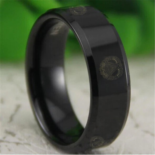 Grand Master Blue Lodge Ring - Reverse Comfort Fit Tungsten Personalizable