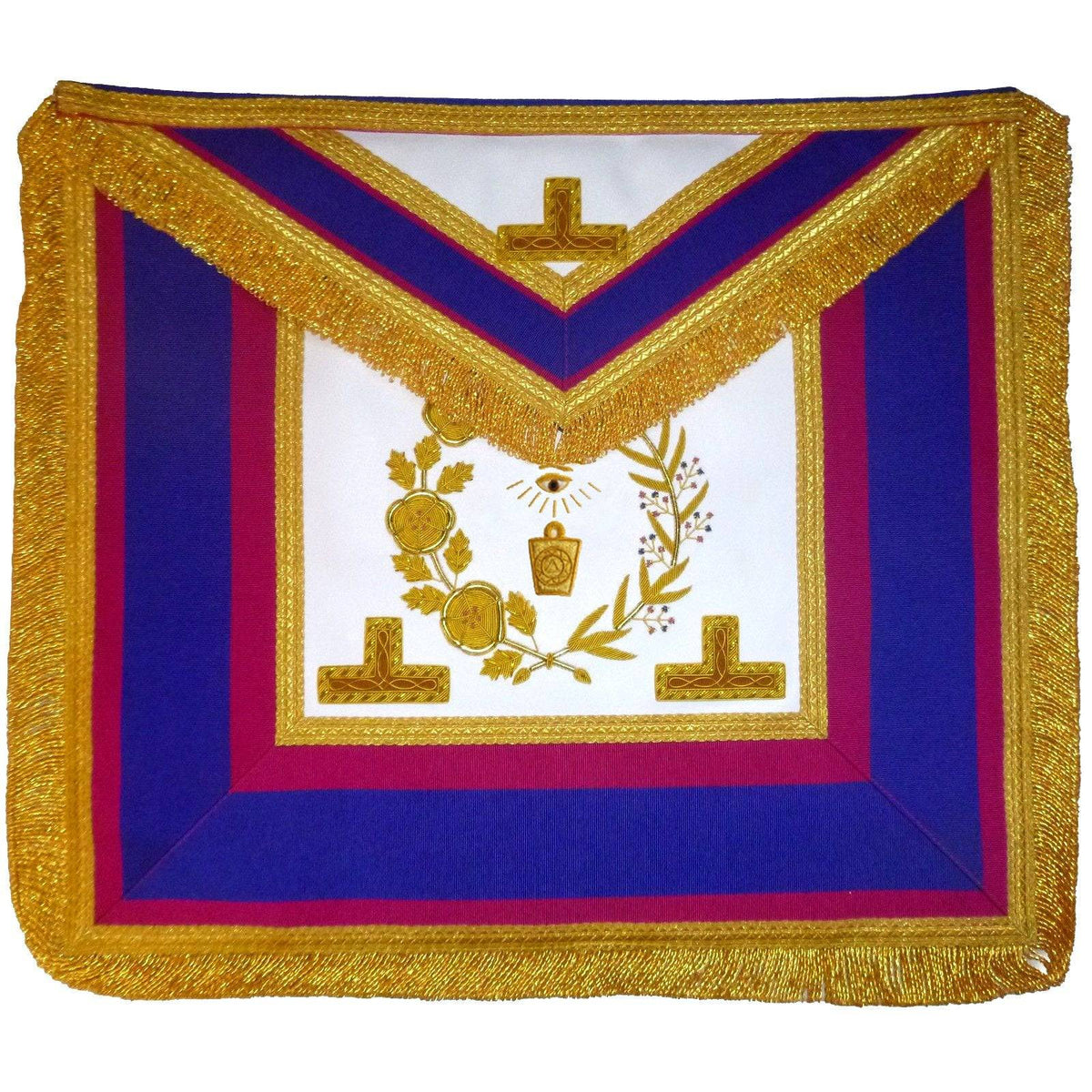 Grand Officers Mark Apron - Blue & Pink with Gold Fringe - Bricks Masons