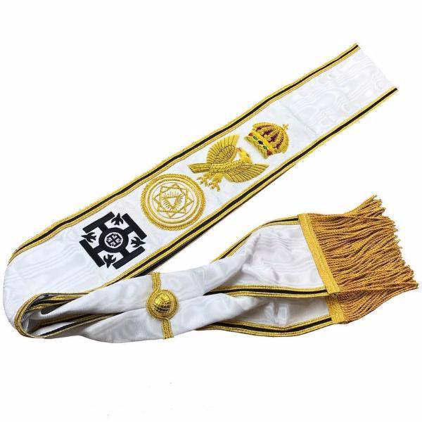 Grand RCC Red Cross Of Constantine Sash - White Moire Ribbon - Bricks Masons