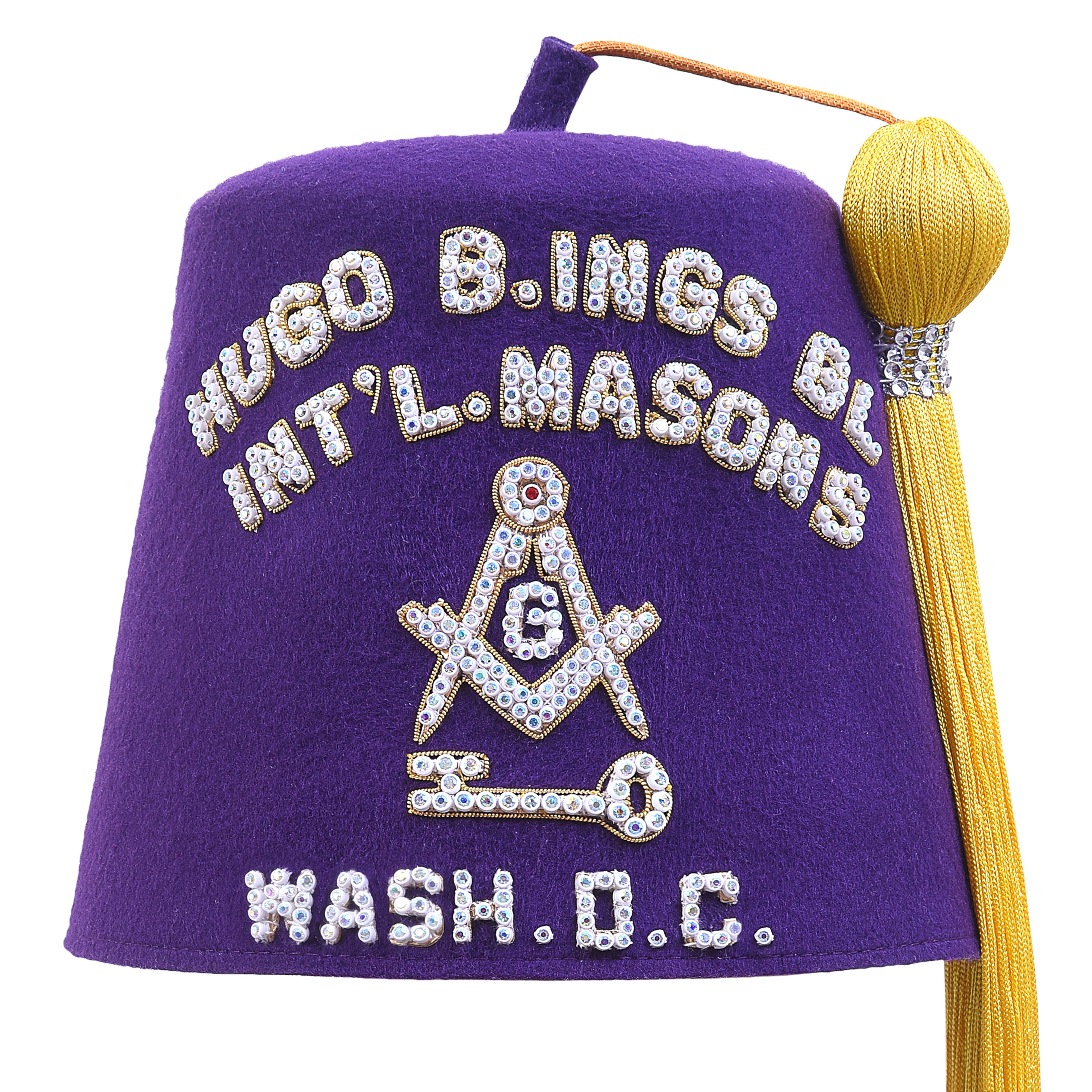 International Masons Fez Hat Purple With White Sparkling