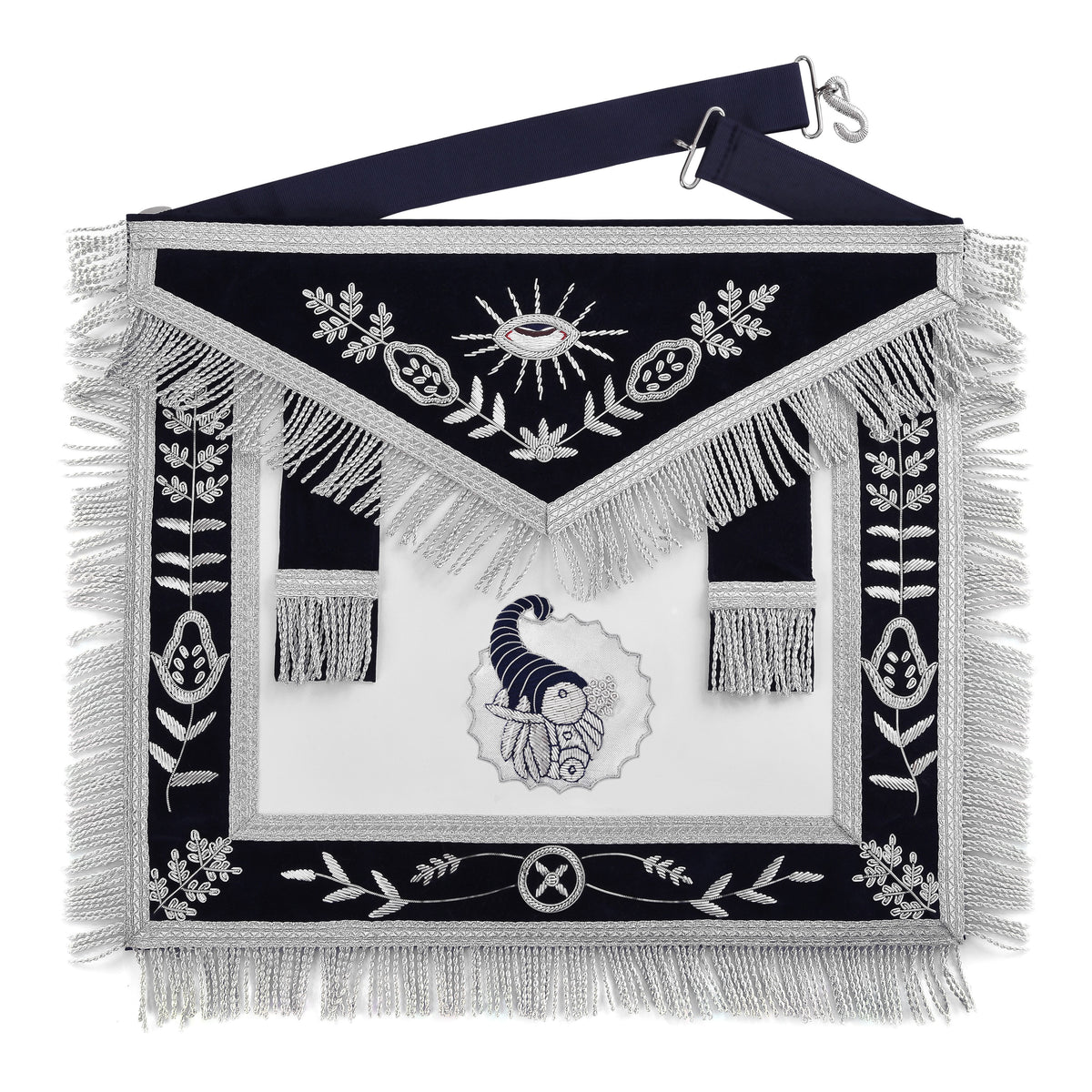 Junior Steward Blue Lodge Officer Apron - Blue With Silver Fringe - Bricks Masons