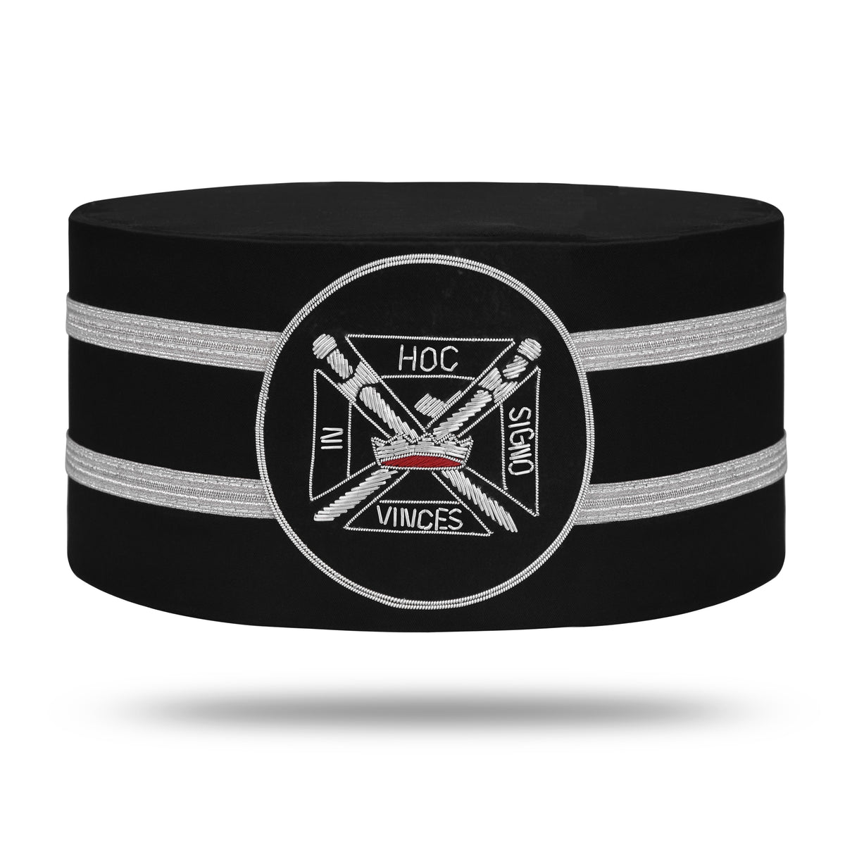 Knights Templar Crown Cap - Silver Embroidered Emblem With Double Braid - Bricks Masons