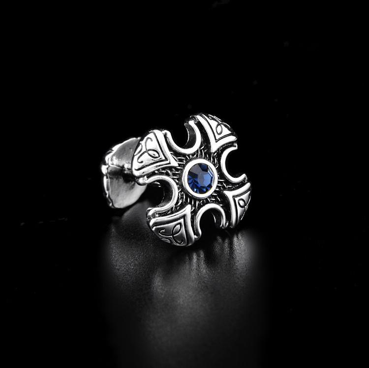 Knights Templar Cufflink - Electroplated Blue Rhinestone Cross - Bricks Masons