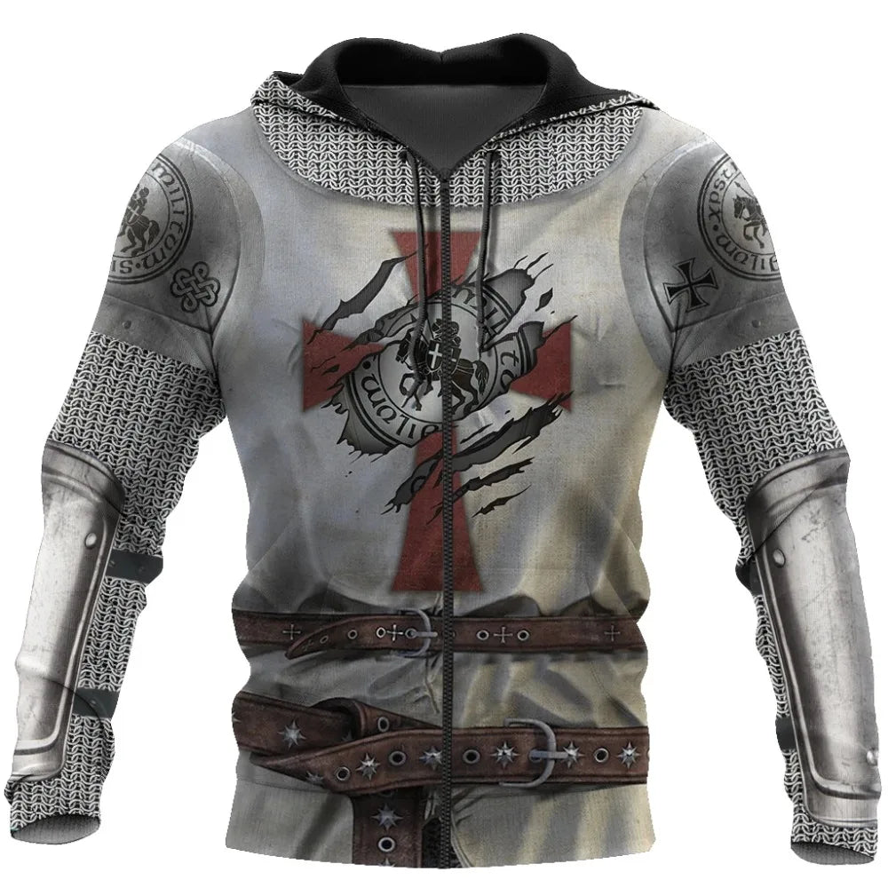 Knights Templar Hoodie 3D Printed Knight Medieval Armor Bricks