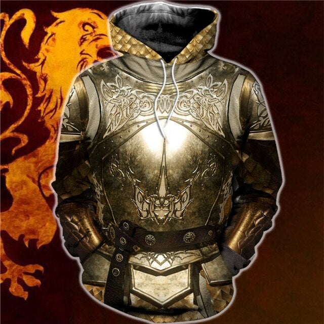 Knight Armor Hoodie Knights Templar Hoodie Knight Metal Armor Printed