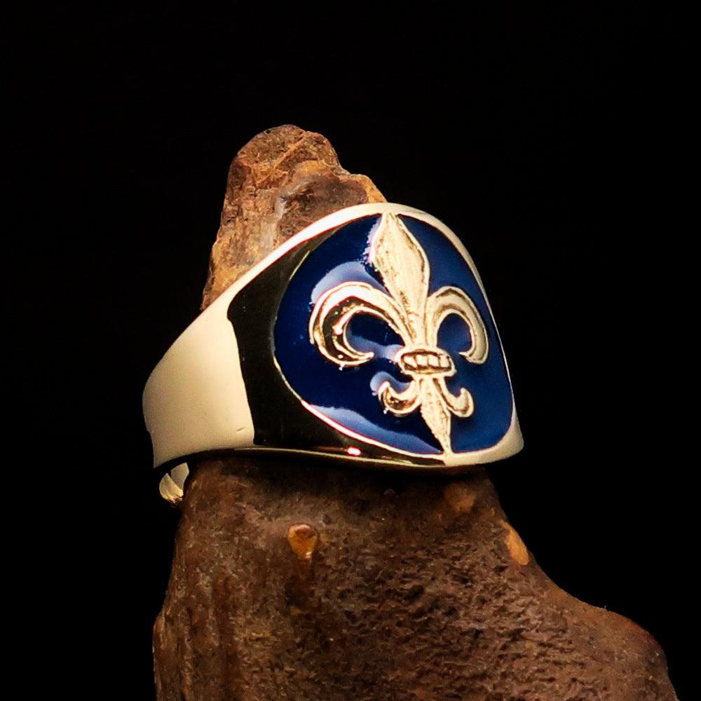 Knights Templar Ring - Blue Knight Fleur De Lis Cross - Bricks Masons