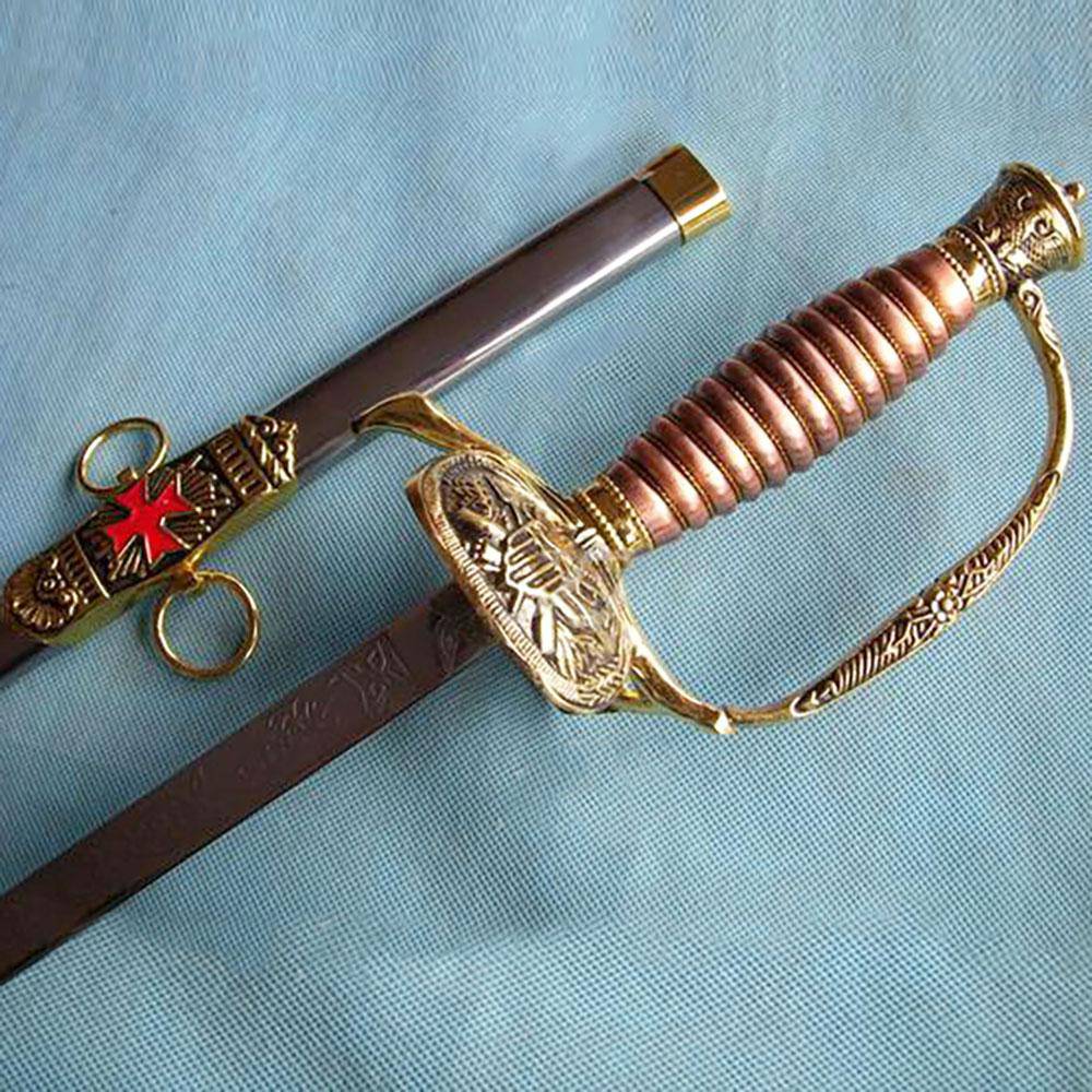 Knights Templar Sword - Red Cross Gold 35.6" - Bricks Masons