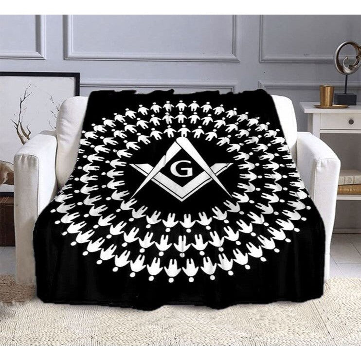 Master Mason Blue Lodge Blanket - Black & White Square and Compass G