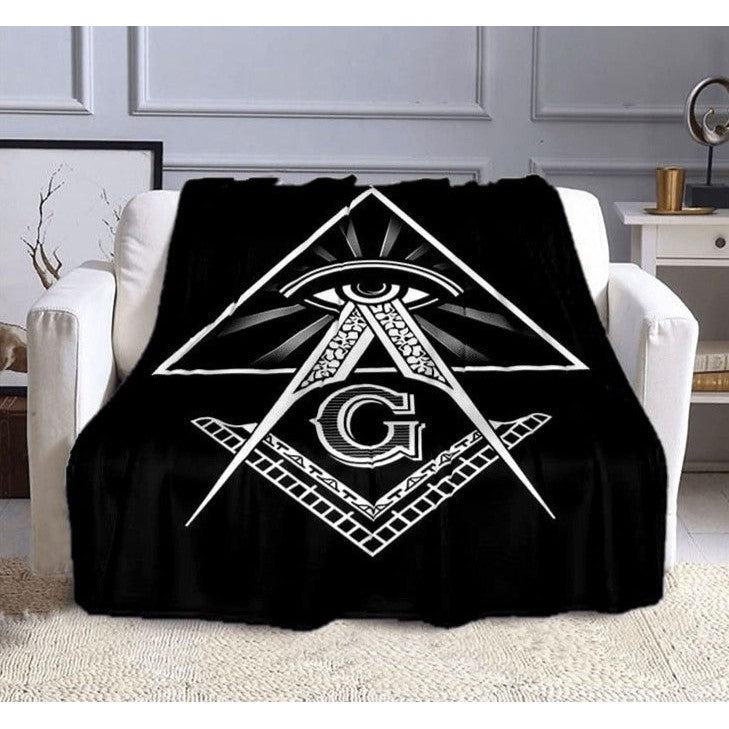 Master Mason Blue Lodge Blanket - Eye Of Providence Black Background
