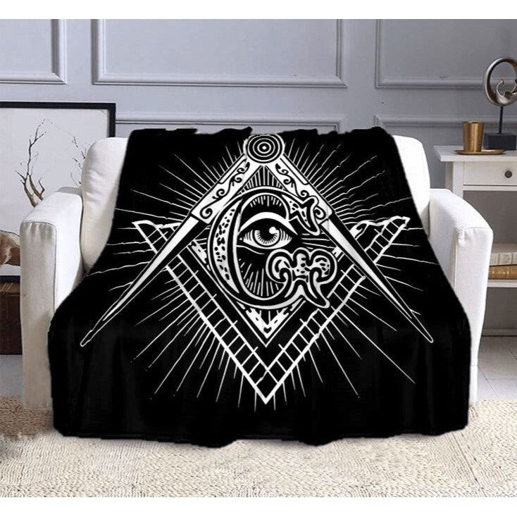 Master Mason Blue Lodge Blanket - Eye Of Providence (Black & Blue)