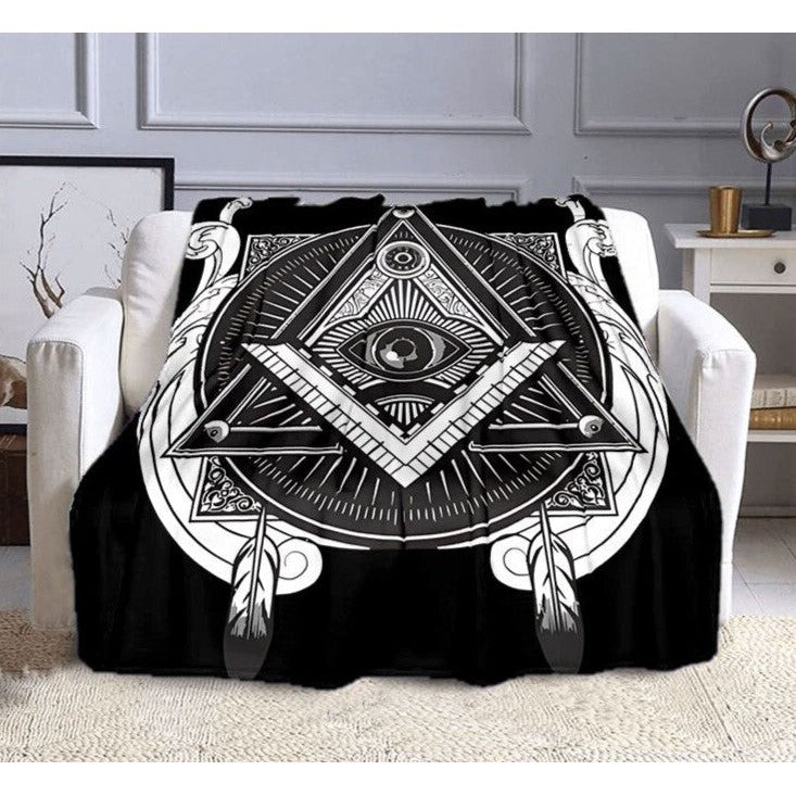 Master Mason Blue Lodge Blanket - White Eye Of Providence