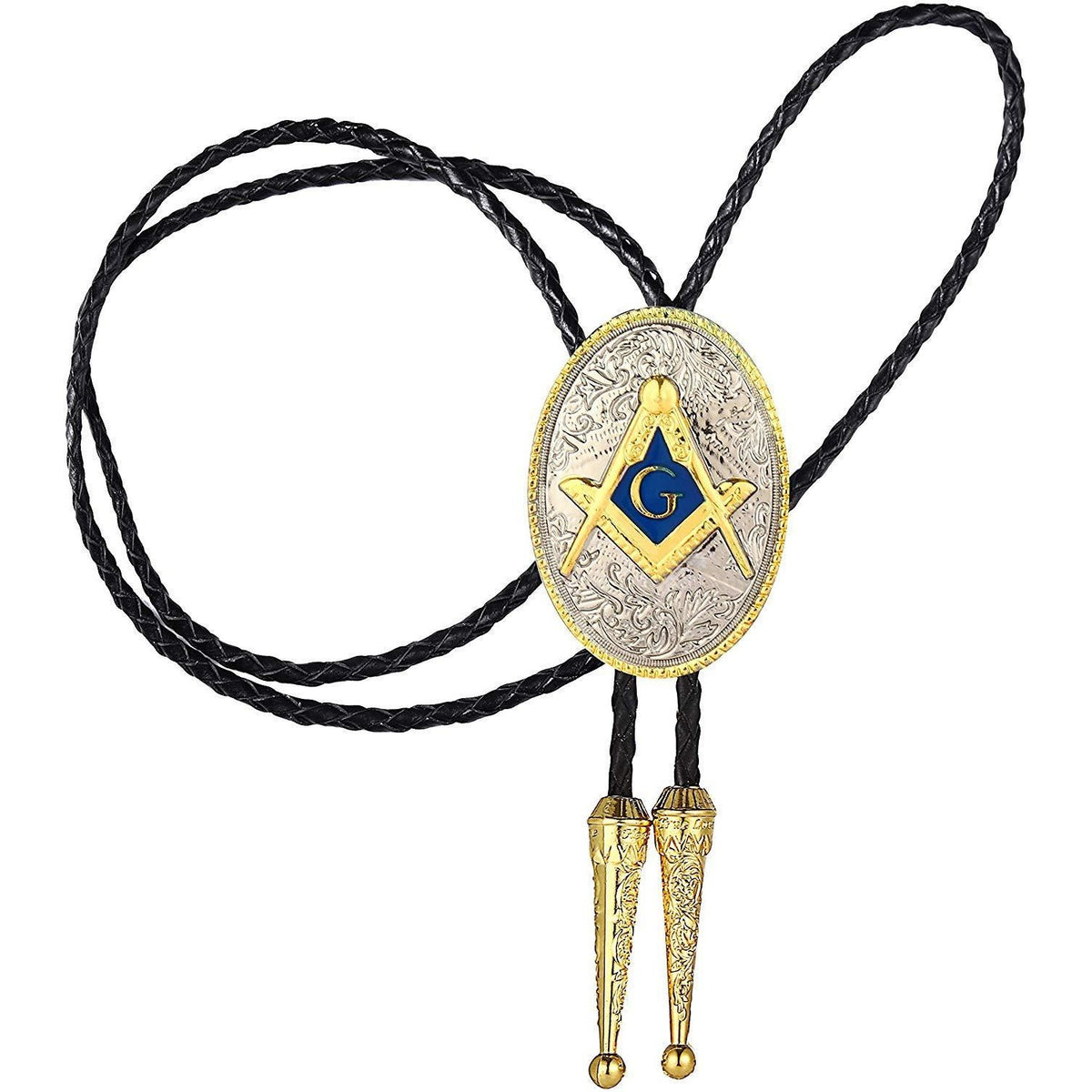 Master Mason Blue Lodge Bolo Tie - Square and Compass With G