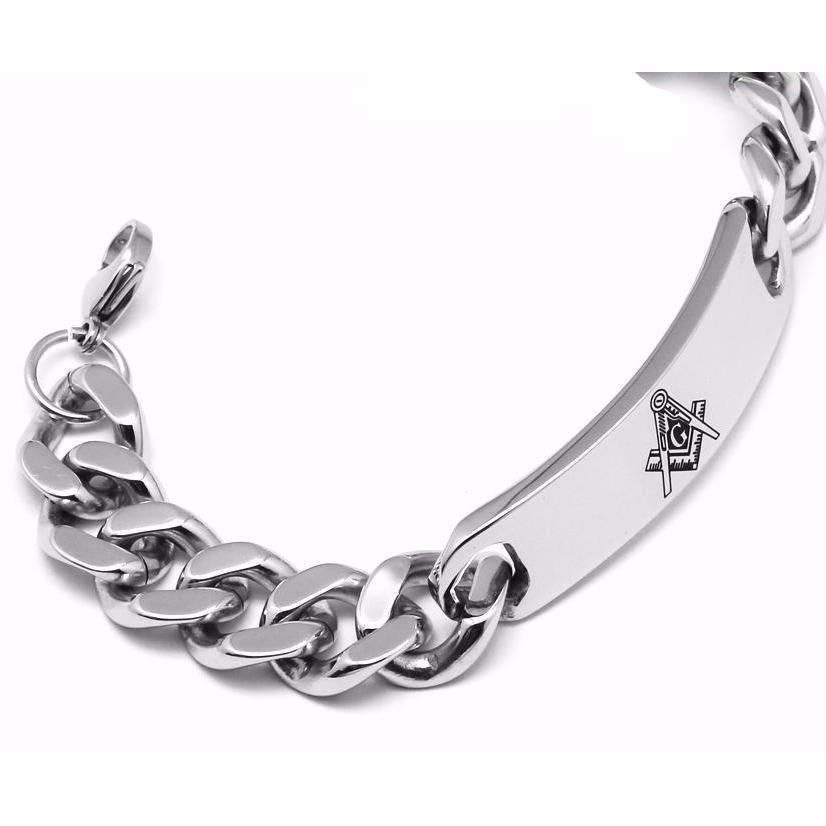 Master Mason Blue Lodge Bracelet - Silver Stainless Steel