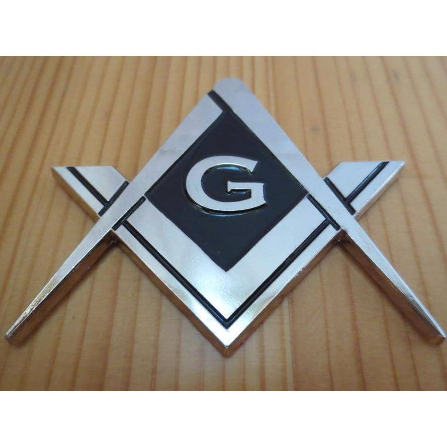 Master Mason Blue Lodge Car Emblem - Compass And Square G Medallion