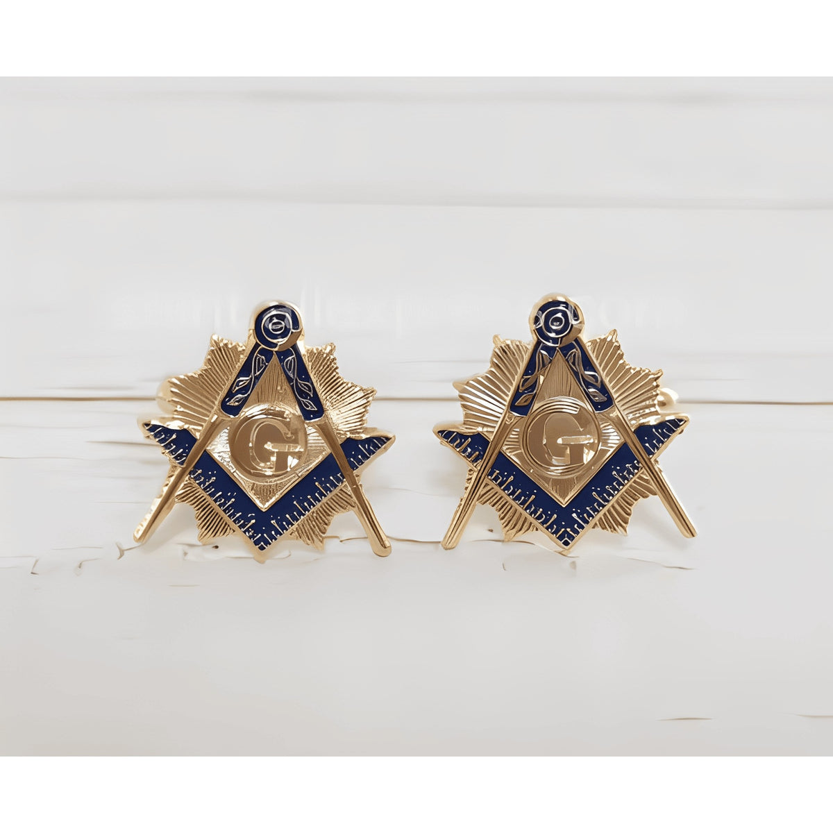 Master Mason Blue Lodge Cufflink - Gold & blue