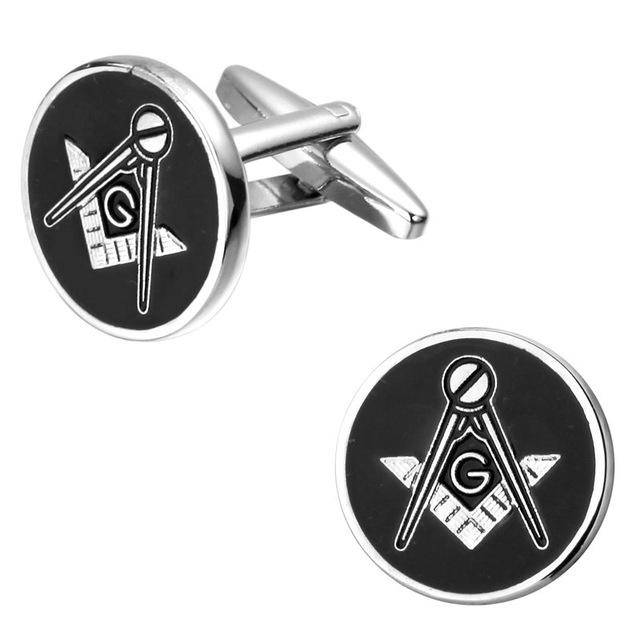 Master Mason Blue Lodge Cufflink - Square & Compass Black - Bricks Masons