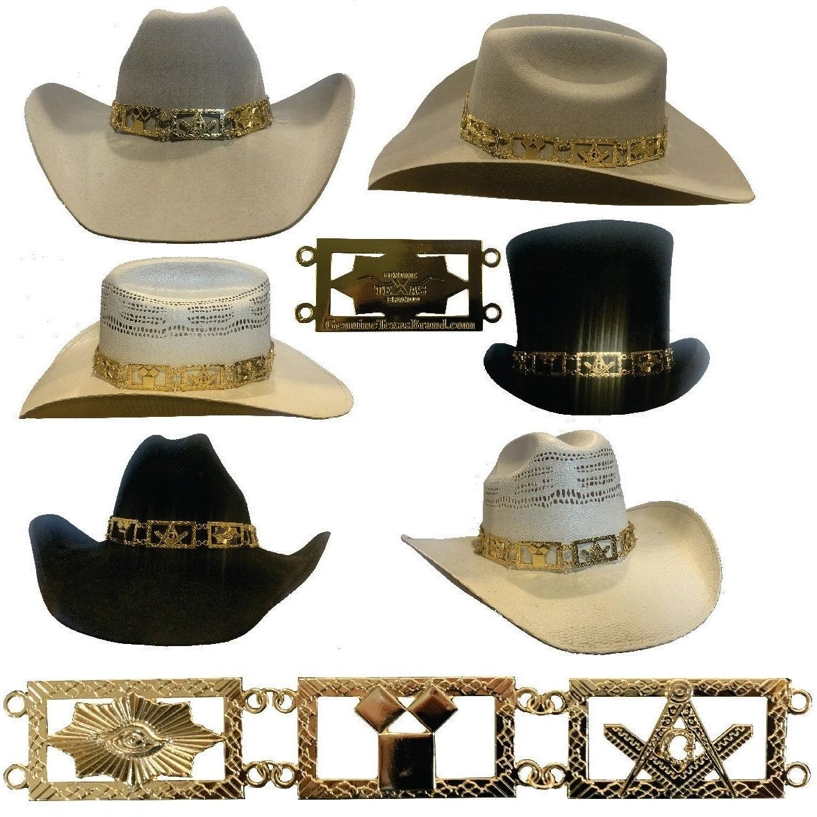 Master Mason Blue Lodge Hatband - Gold Jeweled