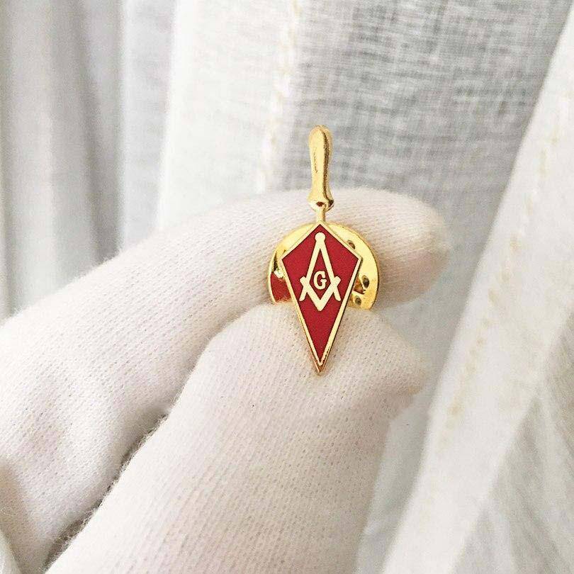Master Mason Blue Lodge Lapel Pin - Red Square and Compass G - Bricks Masons