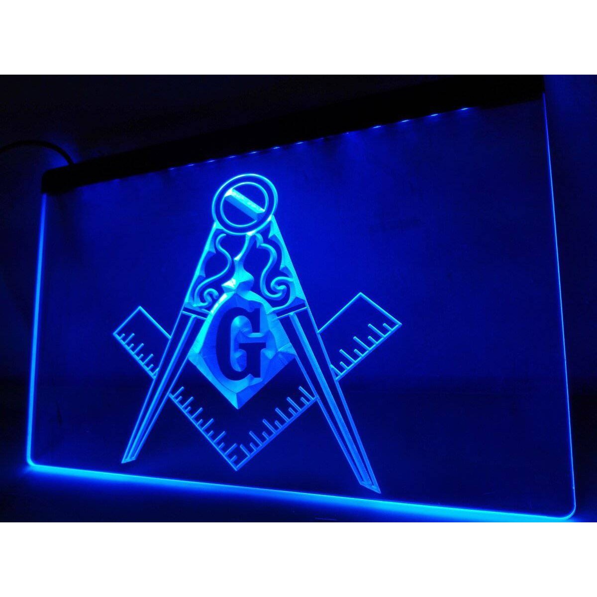 Master Mason Blue Lodge LED Sign - Lighting Day/Night Sensor