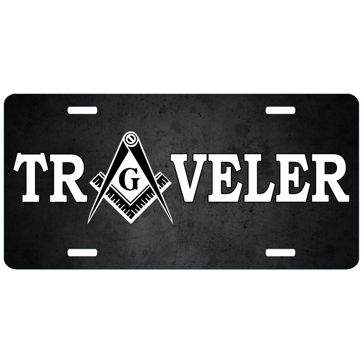 Master Mason Blue Lodge License Plate Frame - Traveler Mason High Gloss Aluminum