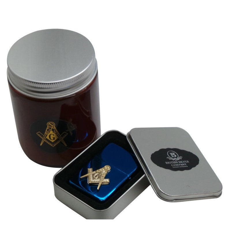 Master Mason Blue Lodge Lighter - With Glass Holder Candle Engraved Set