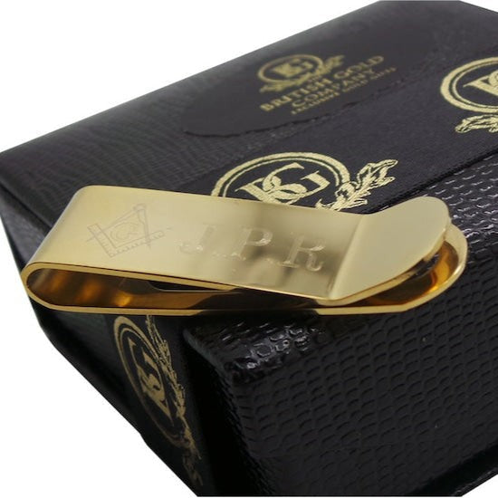 Master Mason Blue Lodge Money Clip - 24K GOLD Clad Engraving