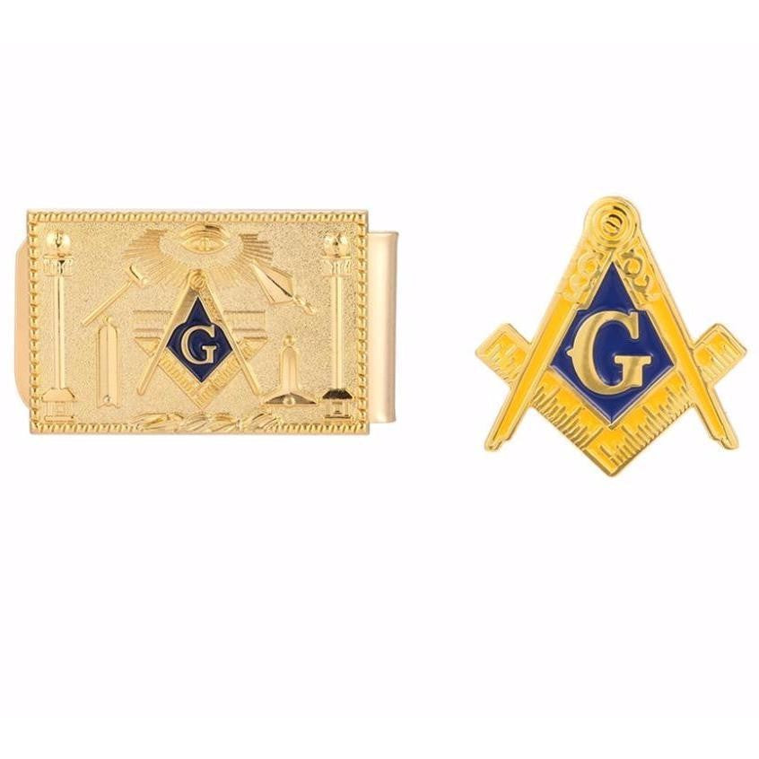 Master Mason Blue Lodge Money Clip - Gold and blue
