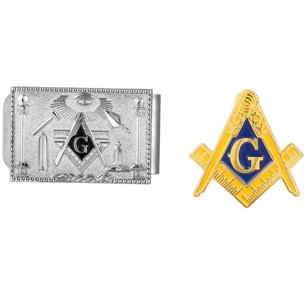 Master Mason Blue Lodge Money Clip - Gold & blue