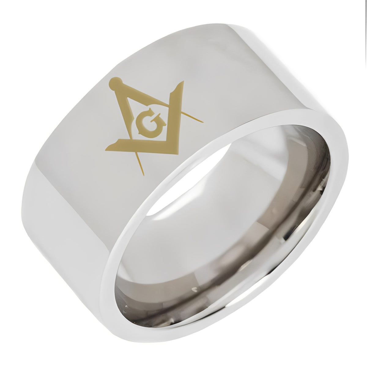 Master Mason Blue Lodge Ring - 8MM Pipe Silver Tungsten Personalizable - Bricks Masons