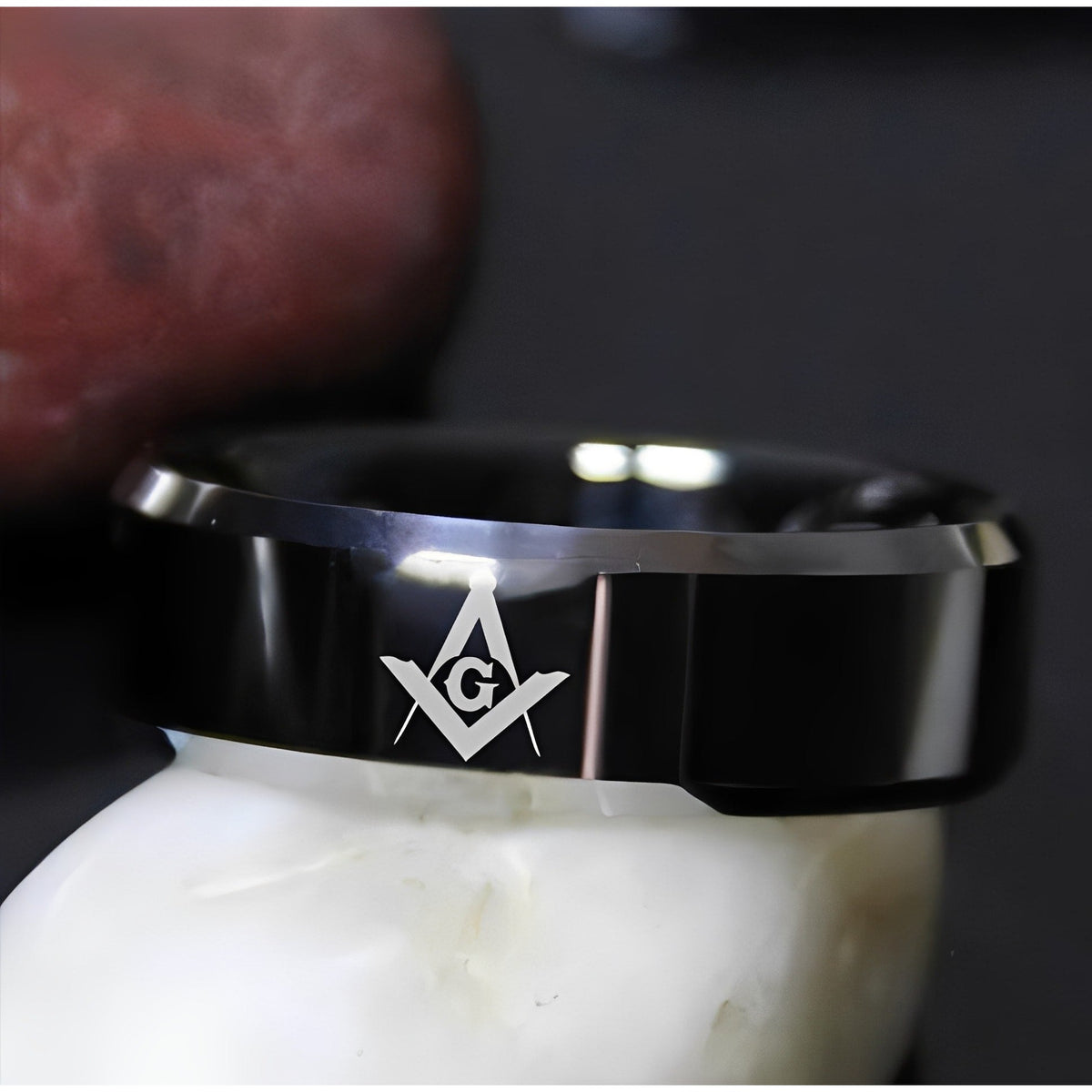 Master Mason Blue Lodge Ring - Black Tungsten Personalizable