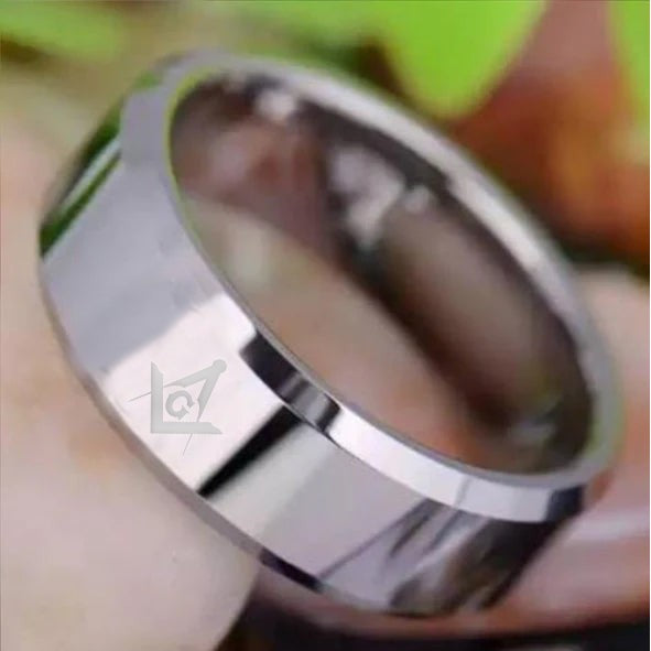 Meister-Freimaurer-Ring der Blauen Loge – Silber, abgeschrägtes Wolfram, personalisierbar